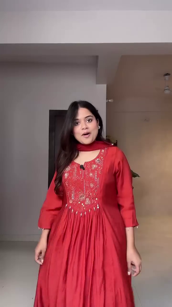 Red Anarkali Style Kurta Set - Image 3