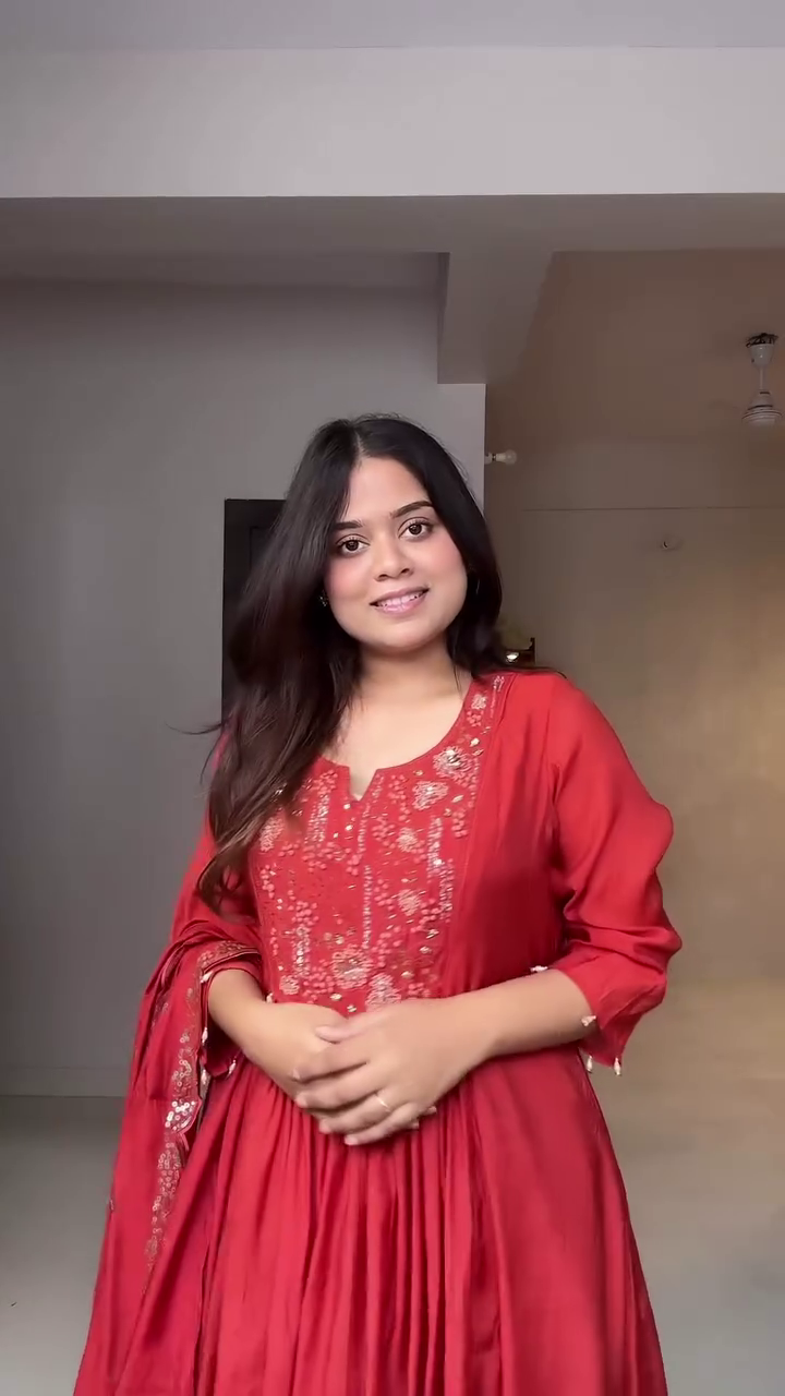 Red Anarkali Style Kurta Set - Image 4