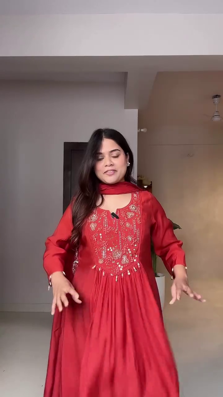 Red Anarkali Style Kurta Set - Image 5