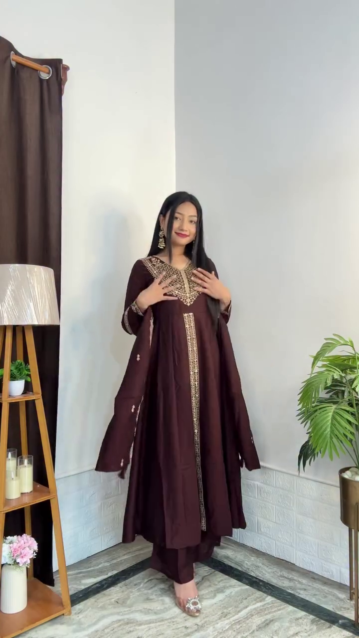 Deep Brown Ethnic Suit Set