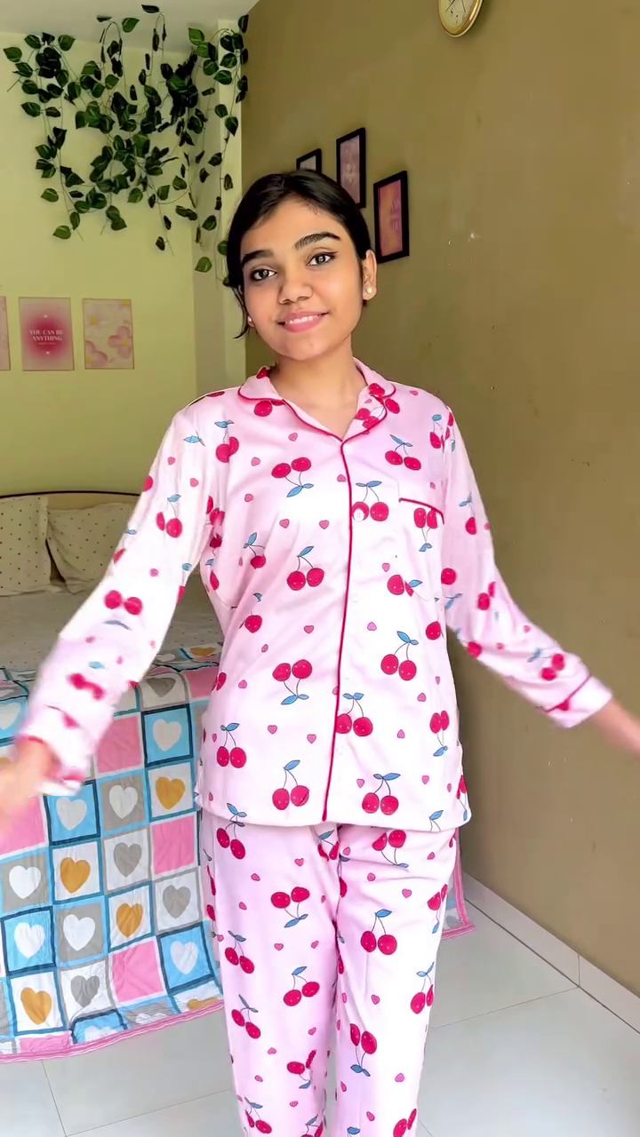 Pink Printed Night Suit Set