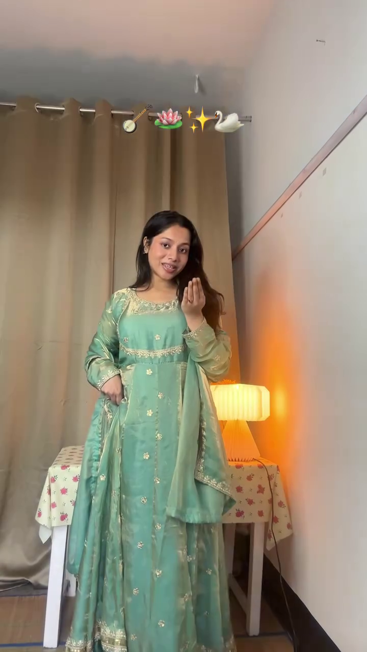 Pastel Blue Flared Anarkali Set - Image 4
