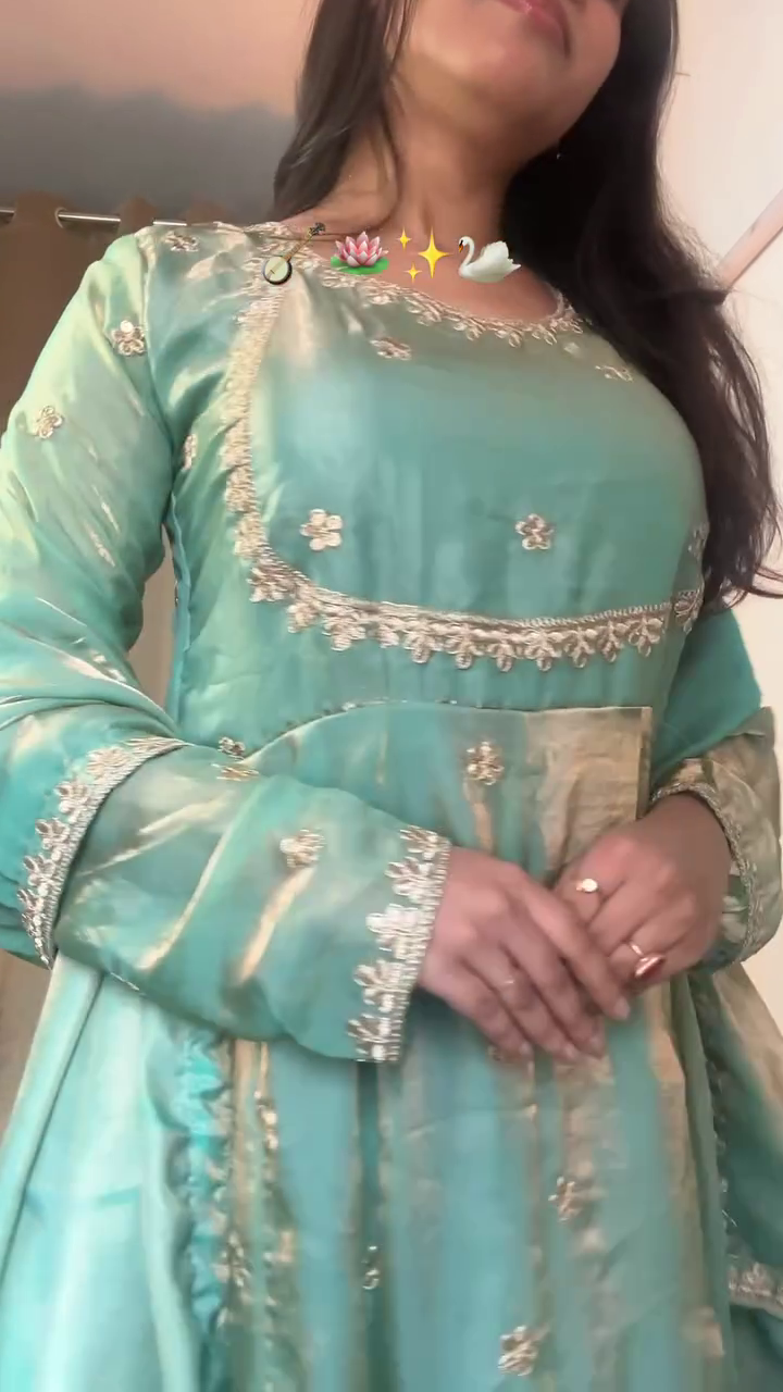 Pastel Blue Flared Anarkali Set - Image 5
