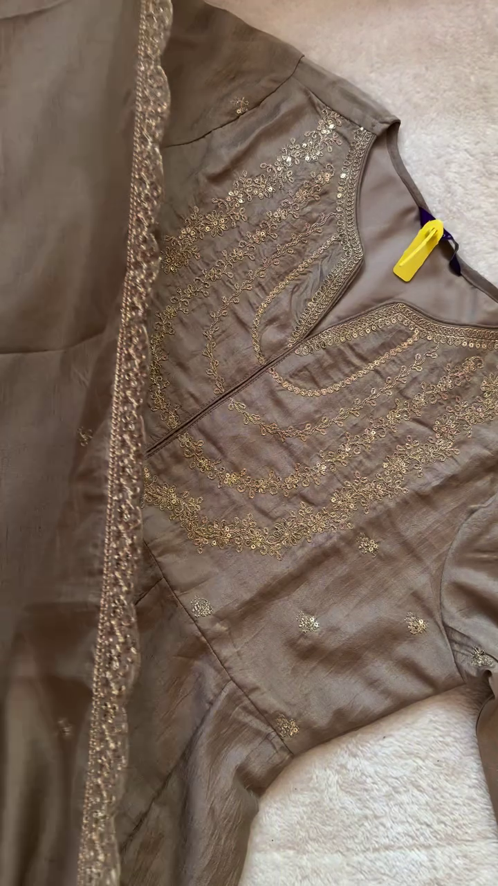 Beige Embroidered Kurta