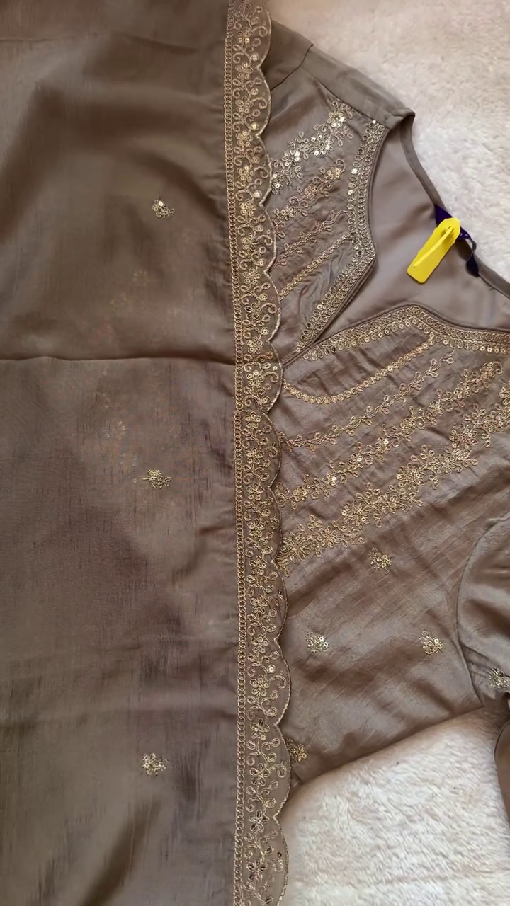 Beige Embroidered Kurta - Image 5